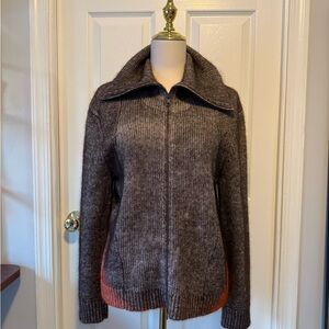 Women's Brown and Orange Zip-Up Jacket